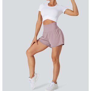 Halara Super High Waisted Yoga Shorts Sz XS Womens Black Pink Purple Pocket & Si